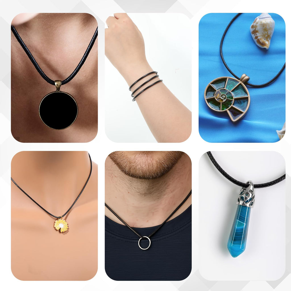 Cord Necklace, 4 Pc Waxed Rope DIY Chain for Pendant Waterproof Braided Leather