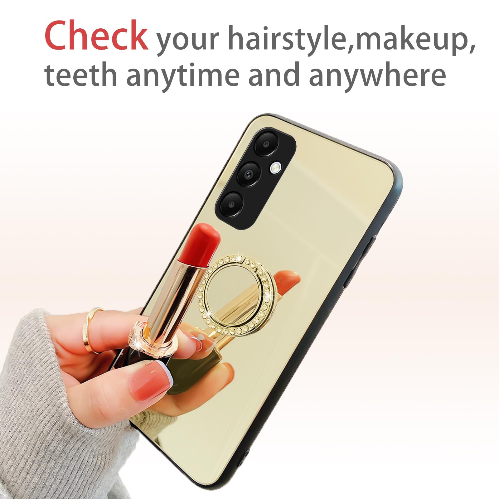 Galaxy A35-5G Case, A35 5G Phone Case for Girls Women Mirror Make up Lux
