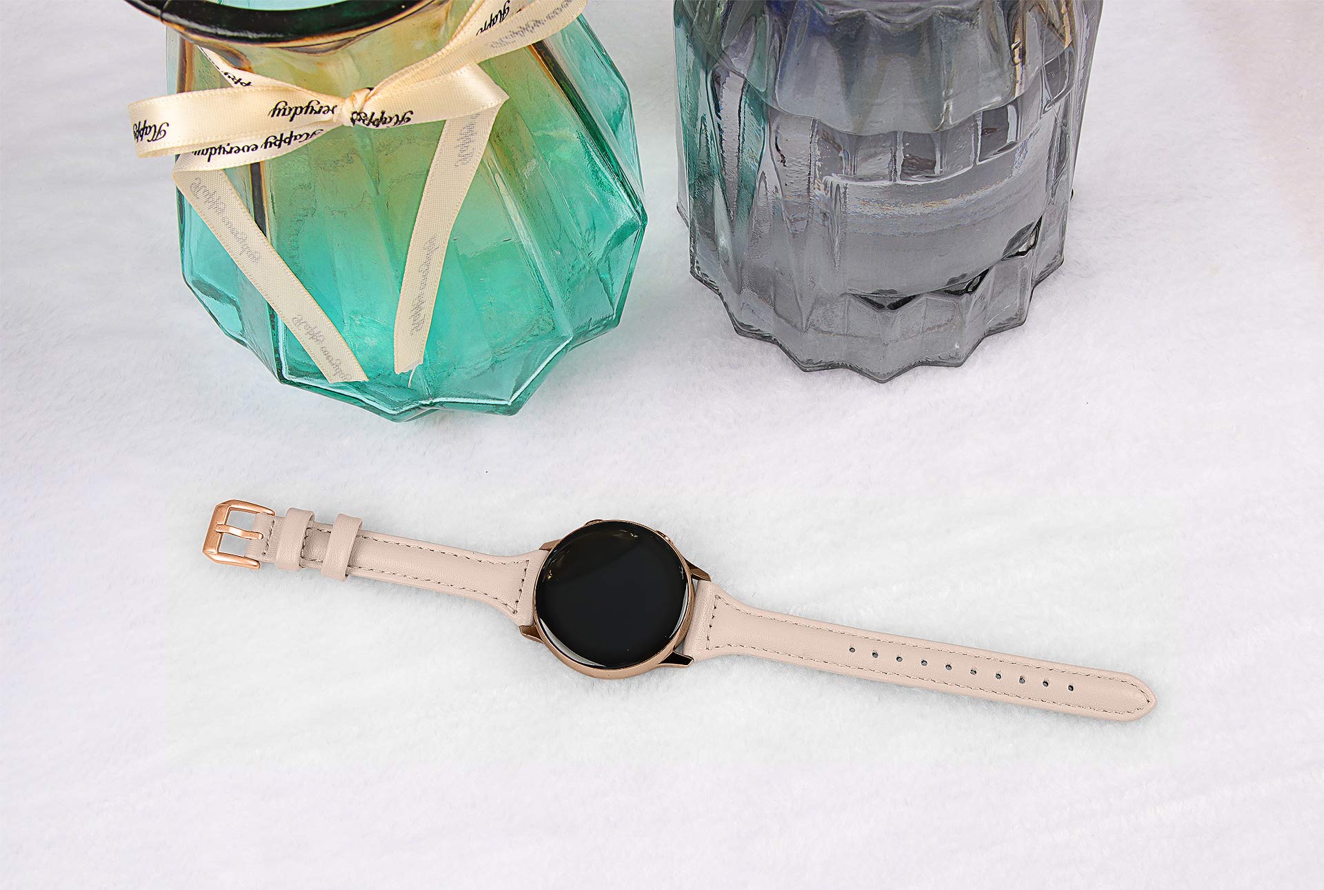 Leather Band Compatible with Samsung Galaxy Watch 6/7/FE/5/4 40mm 44mm,Active(40