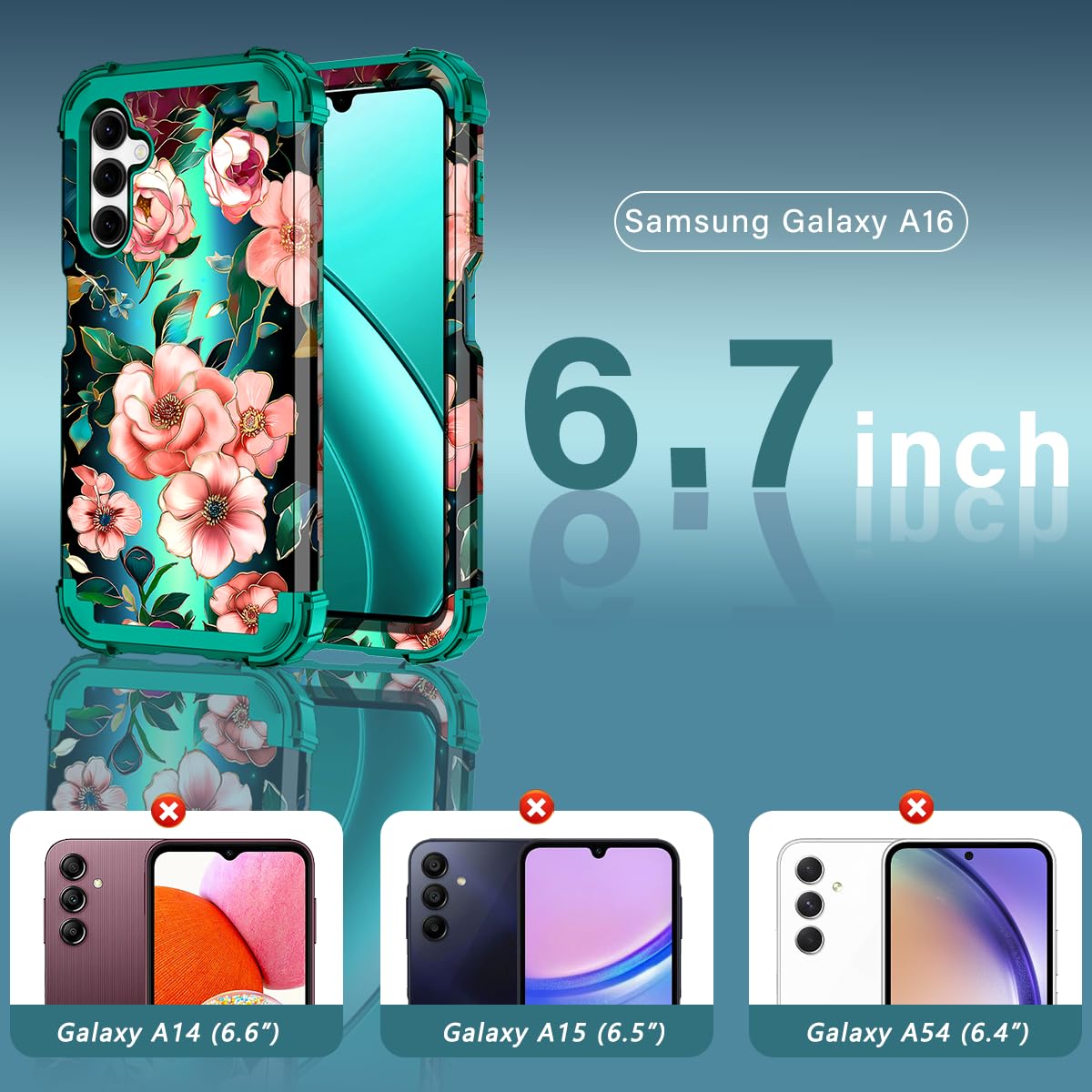 for Galaxy A16 Case Magnetic,[Compatible with MagSafe] Floral Three Layer Heavy