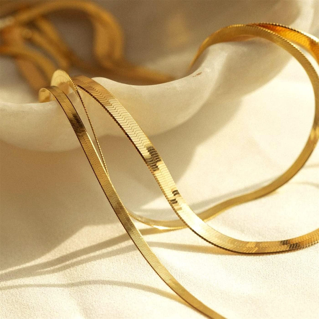 Gold Choker Necklace for Women, 14K Gold Plated Snake Chain Necklace, Dainty Her