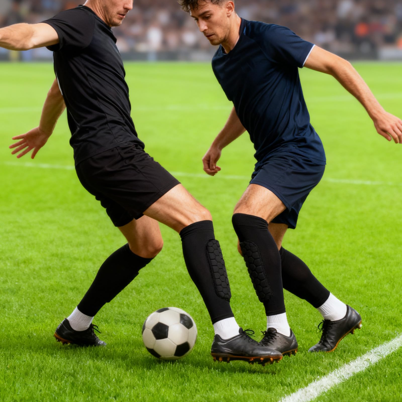 A Pair of Soccer Shin Guards Shin Pads for Kids Youth Adult, Calf Compression Sl