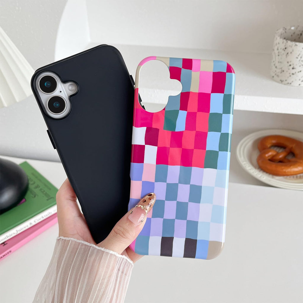 & Colorful Checkered iPhone 16 Case (6.1") - Shockproof & Stylish Protection