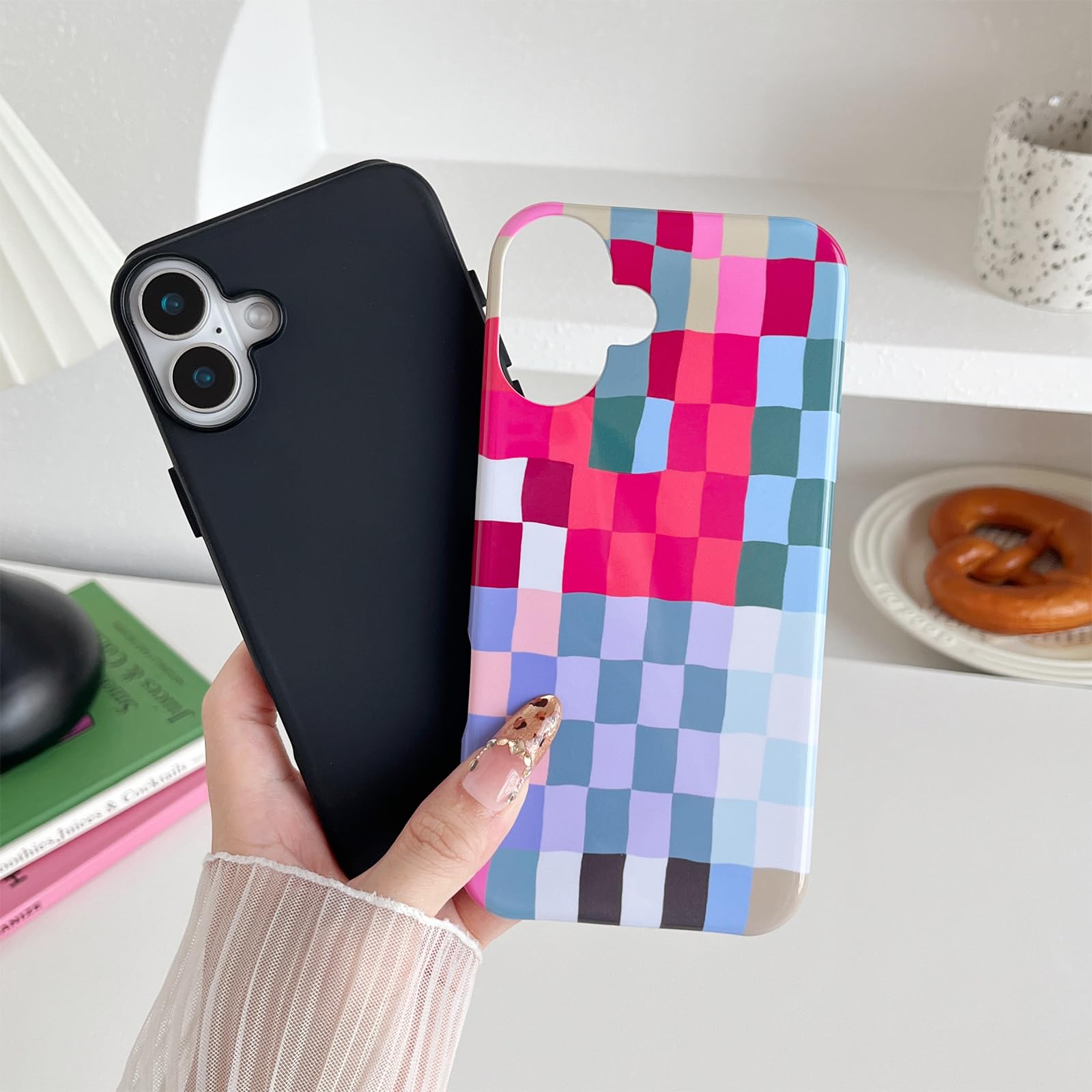 & Colorful Checkered iPhone 16 Case (6.1") - Shockproof & Stylish Protection