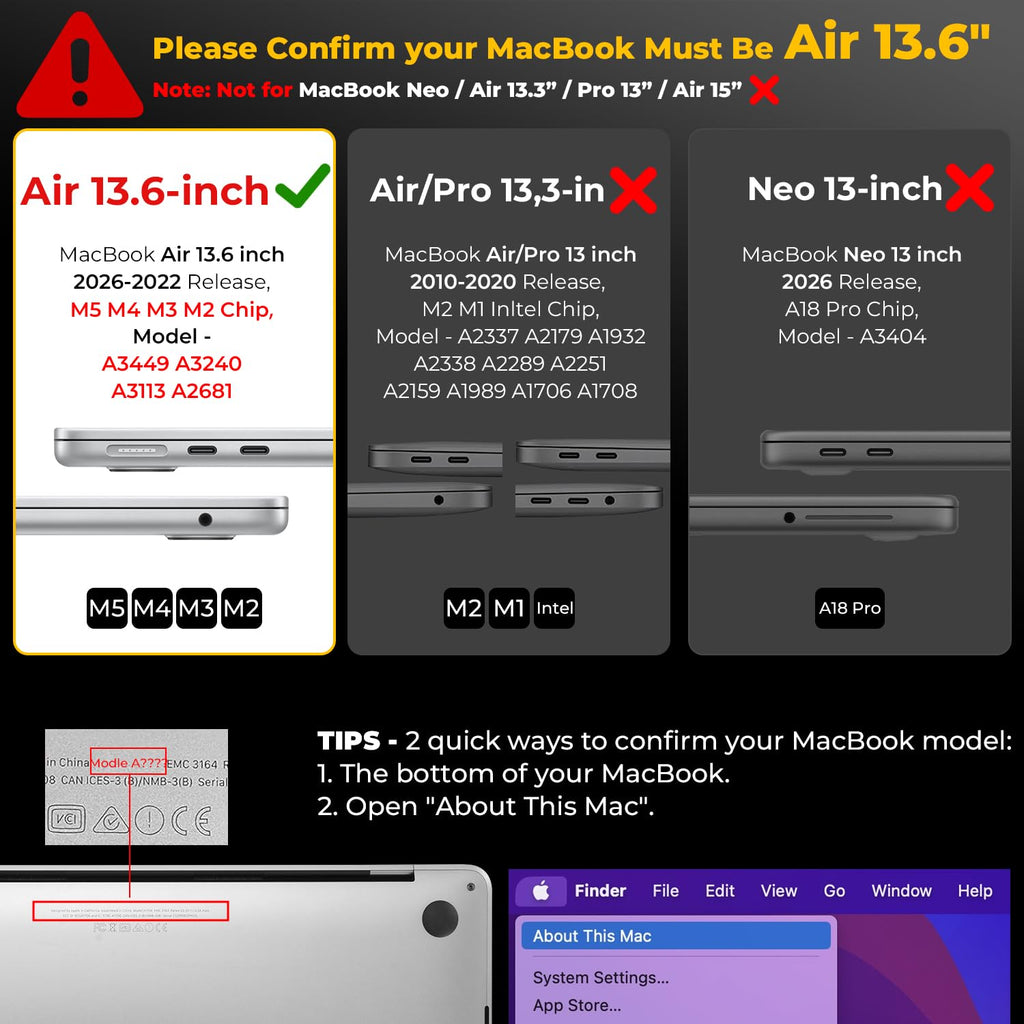 with MacBook Air 13 inch M5 2026-2022 M4 M3 M2 A3449 A3240 A3113