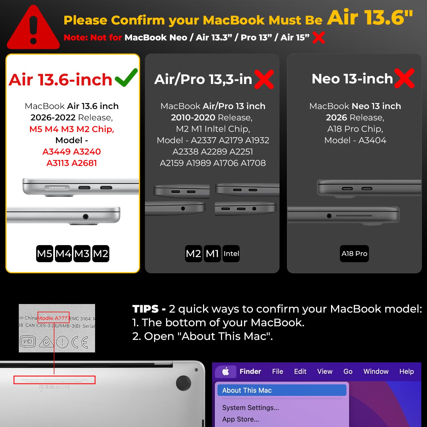 with MacBook Air 13 inch M5 2026-2022 M4 M3 M2 A3449 A3240 A3113