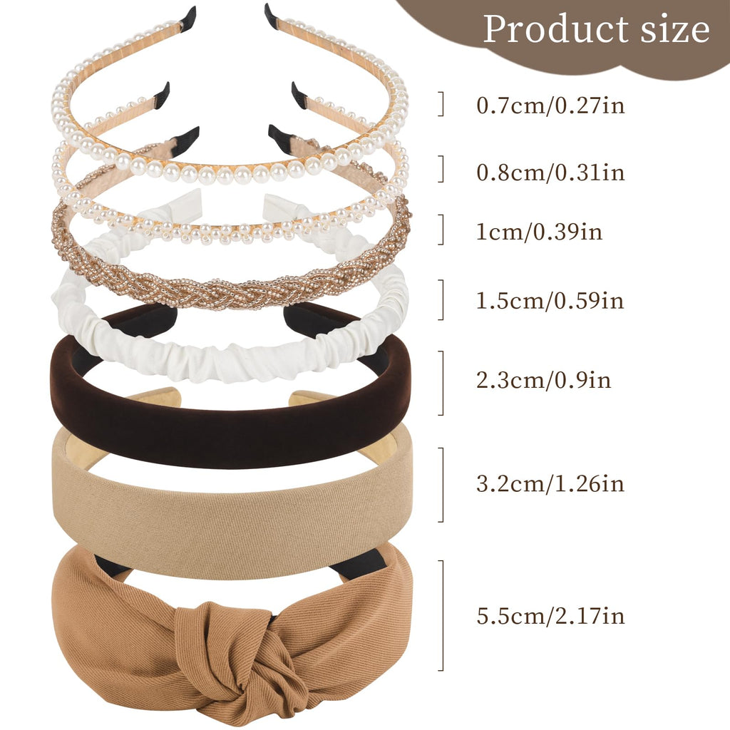 7PCS Headbands for Women Girls Cute Knotted Headband Head Bands for Women's Hair