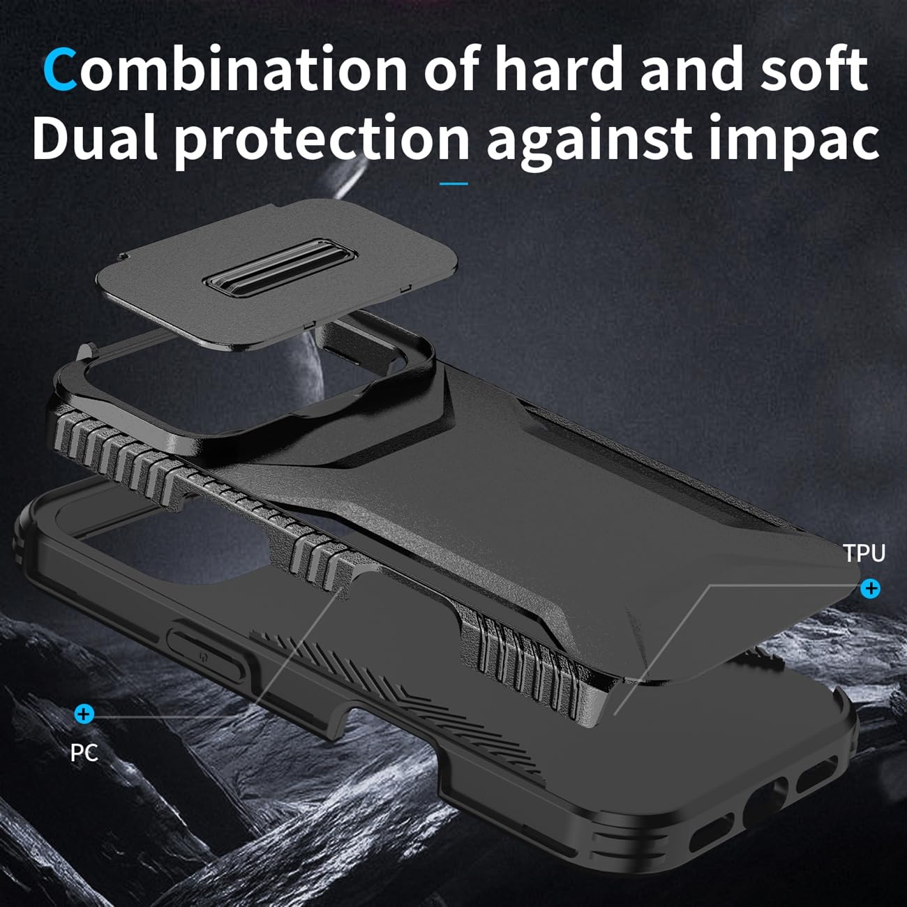For Iphone 17 Pro Cases With Slide Camera Cover, Military Grade Non-Slip Heavy D