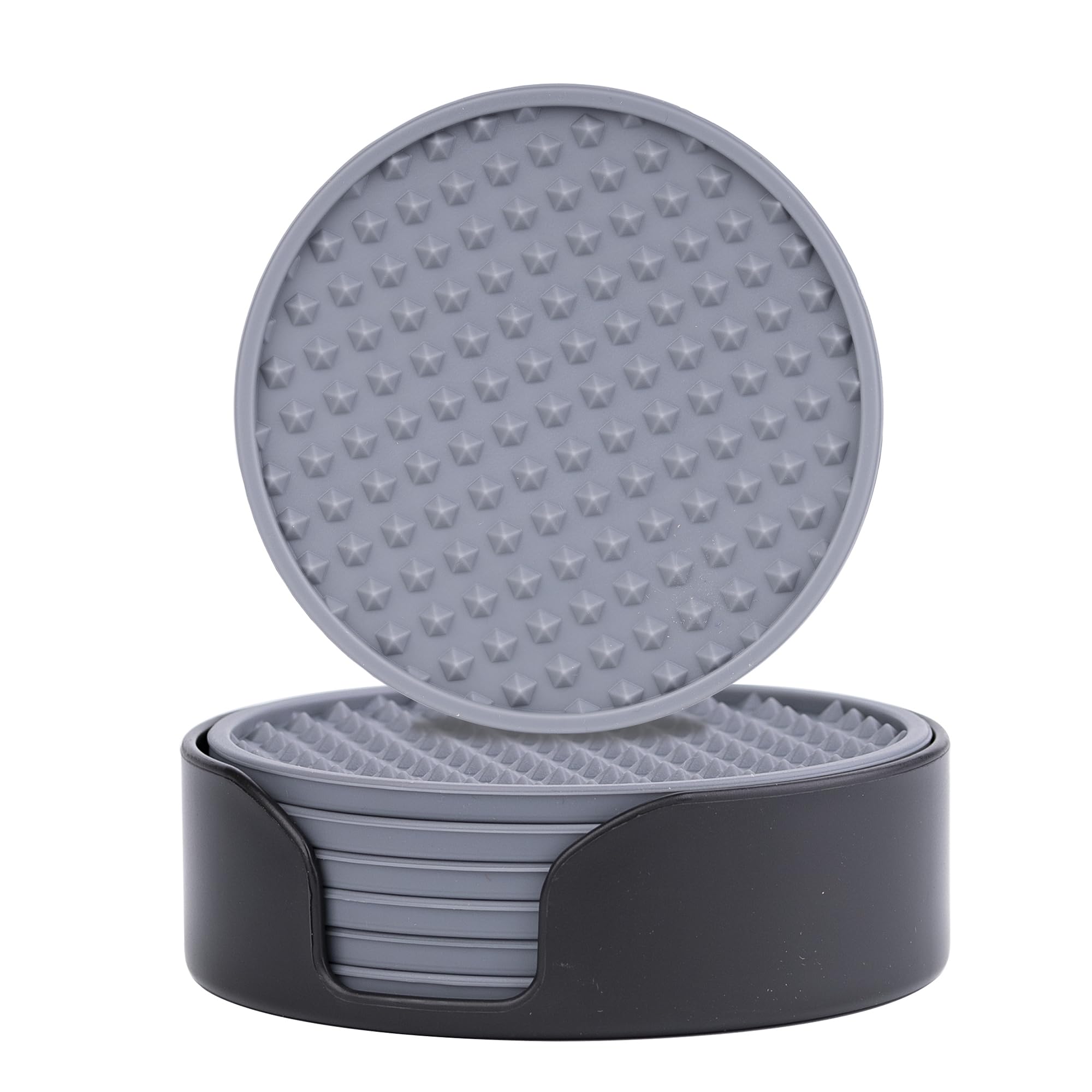 Drink Coasters 6 Pack with Holder — Non-Slip Non-Stick Cup Mat for Hot & Cold Dr