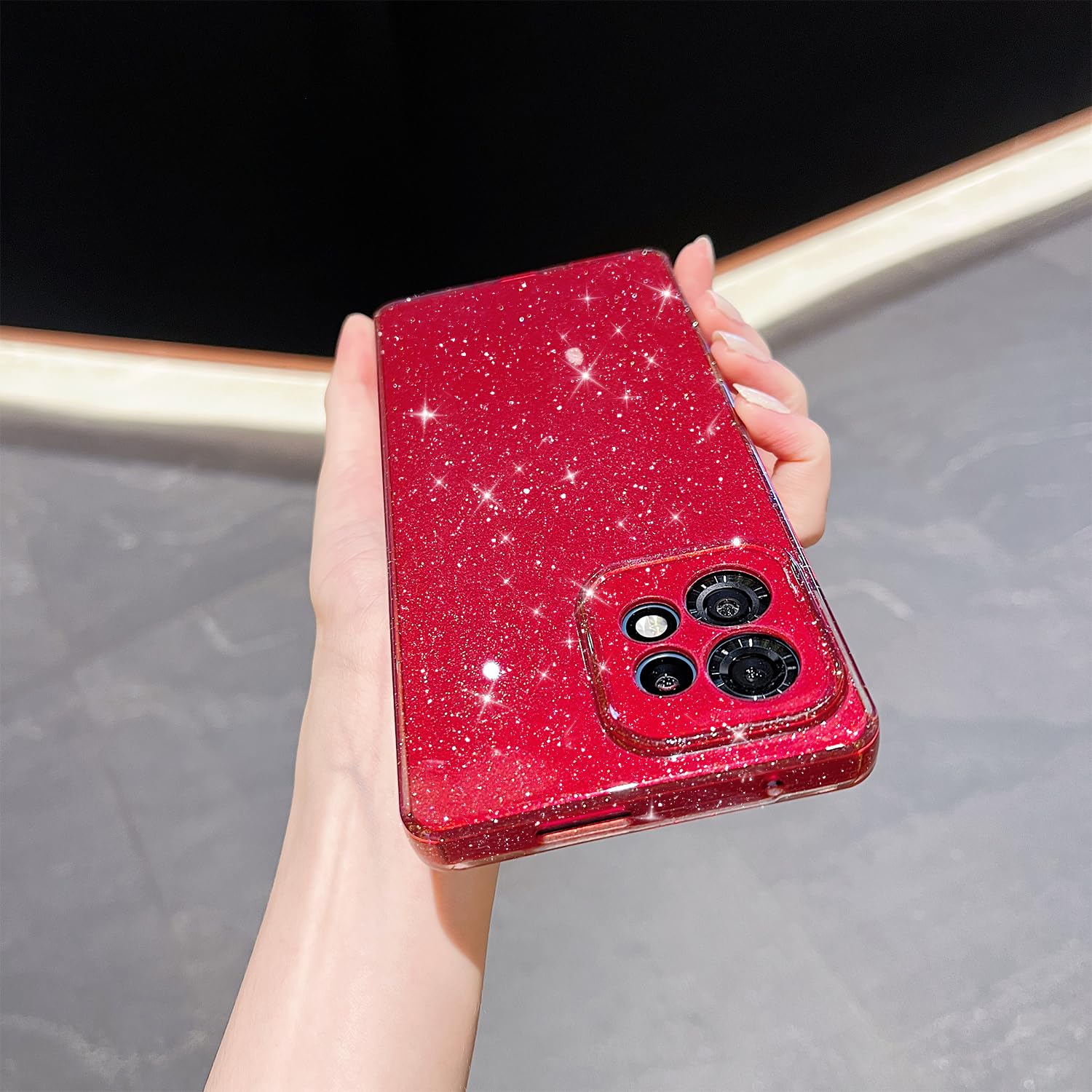 for Moto Edge Plus 2023 Case,Cute Super Vibrant Neon Glitter Shiny Bling Sparkly