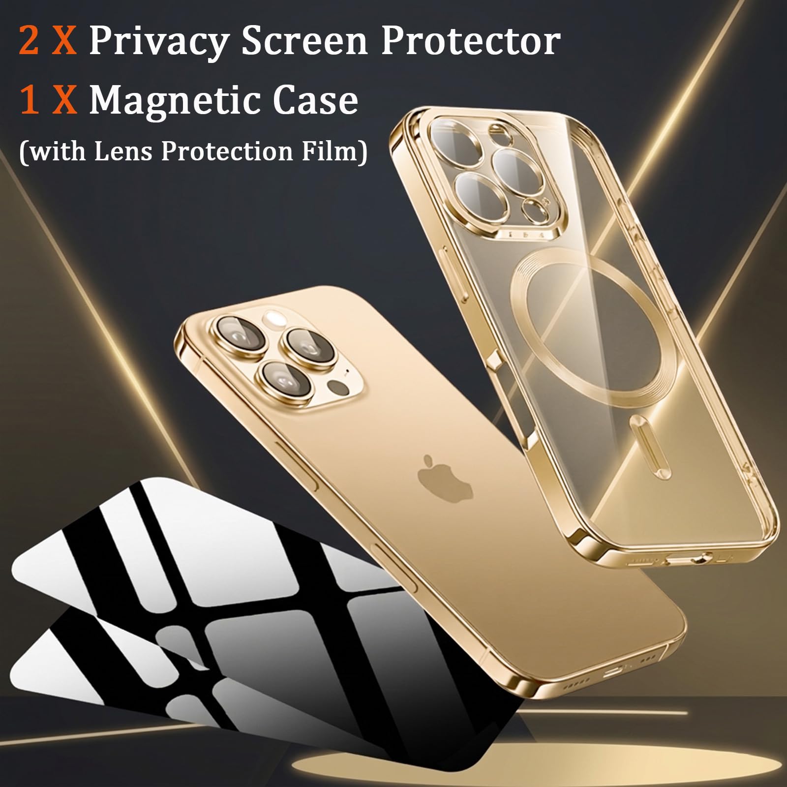 Case For Iphone 13 Pro Max With 2 Privacy Screen Protector [ Magsafe],Non-Yellow