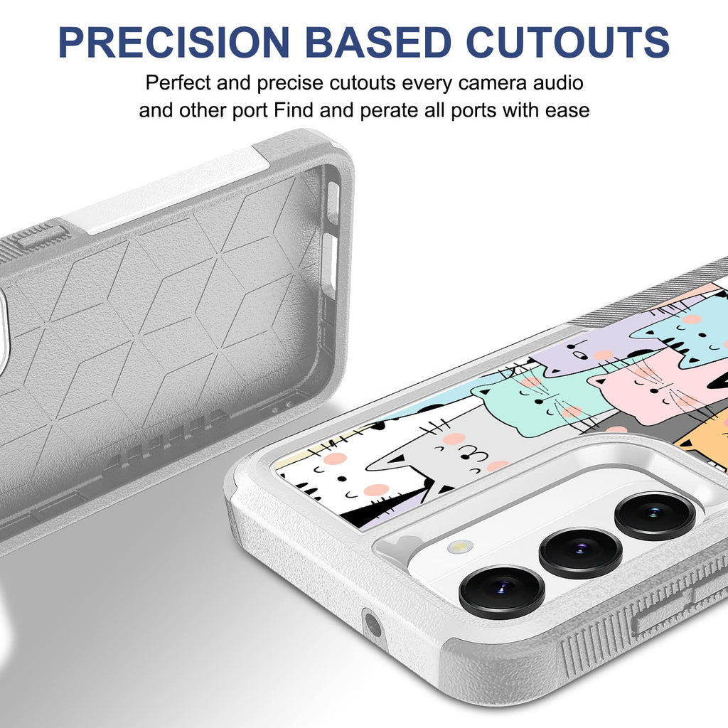 Case for Samsung Galaxy S23, Cute Funny Cats Pattern Shock-Absorption Hard PC an