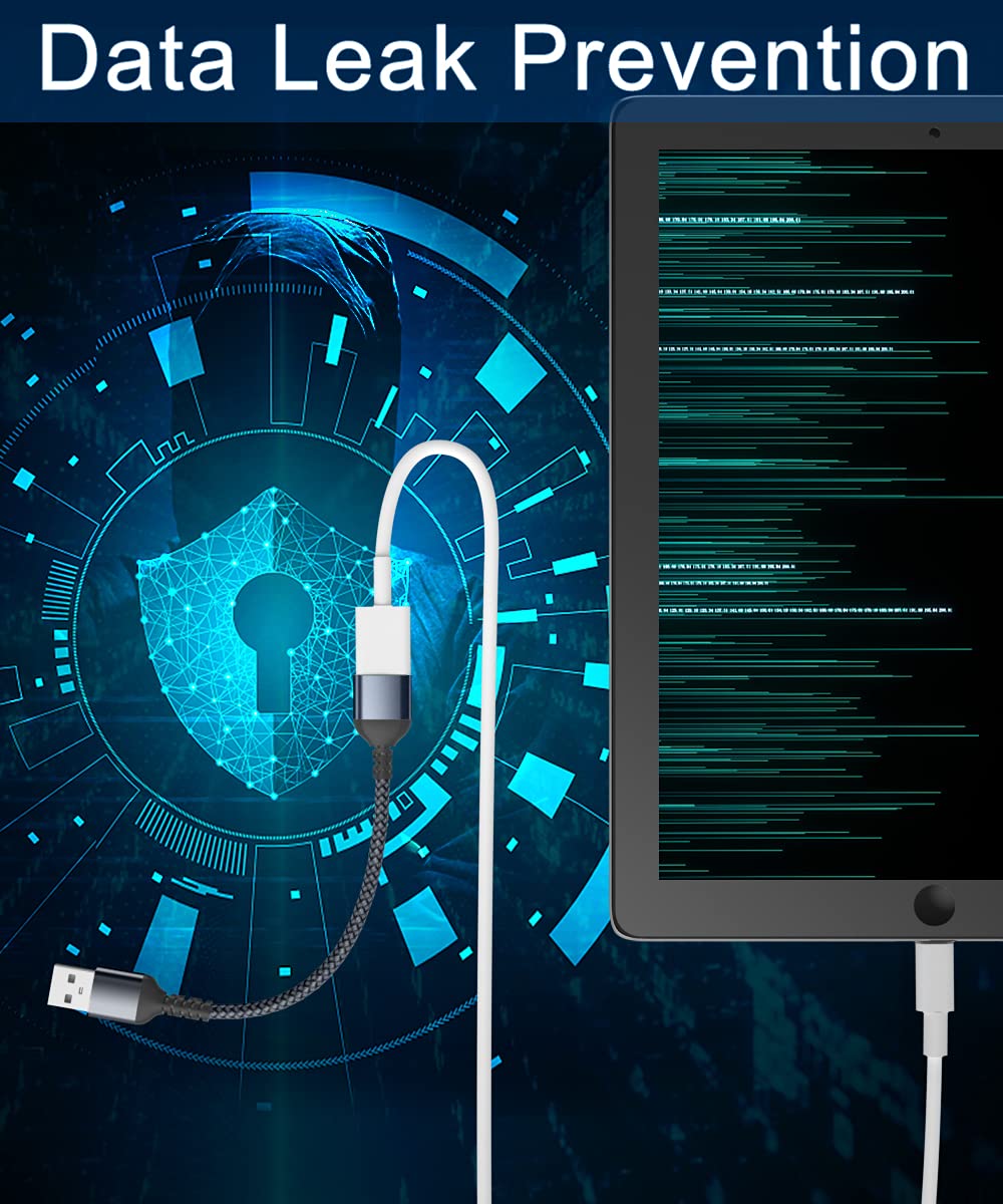 Data Blocker Adapter 3-Pack,Charge Only Type-A Cable,Data Blocking Defender,