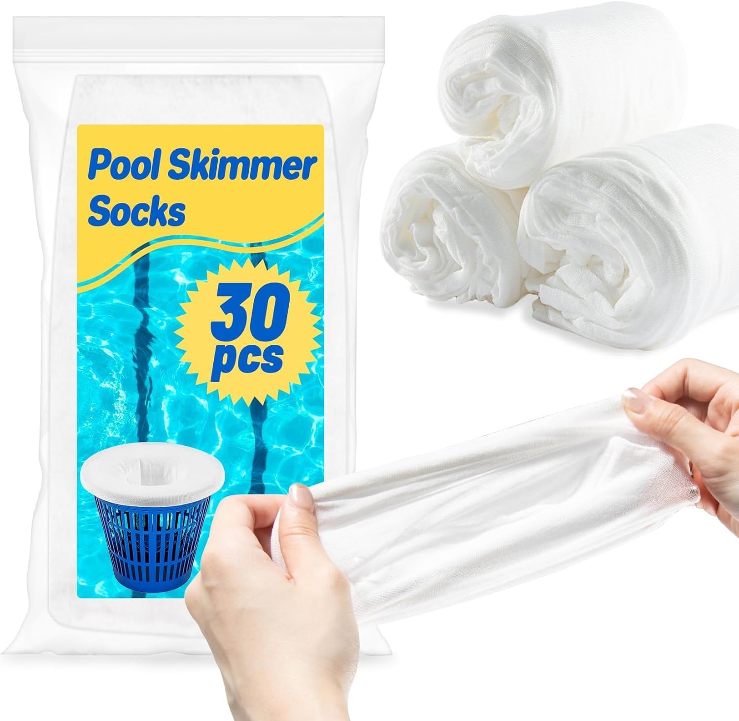 Pack Pool Skimmer Socks - Pool Socks for Skimmer Basket, Traps Dog Hair, Sand