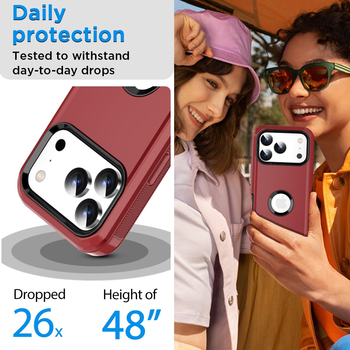 Iphone 17 Pro Case,Heavy Duty Drop Protection Full Body Rugged Shockproof/Drop P