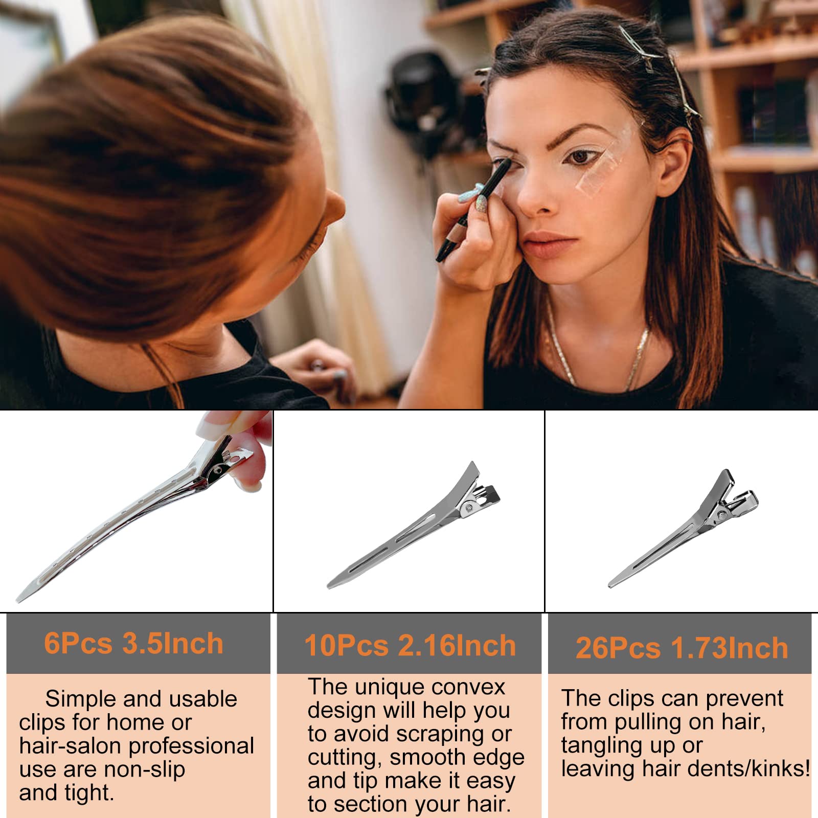 Duck Bill Hair Clips 42 Pack — Metal Styling Duckbill Clips Set for Women with C