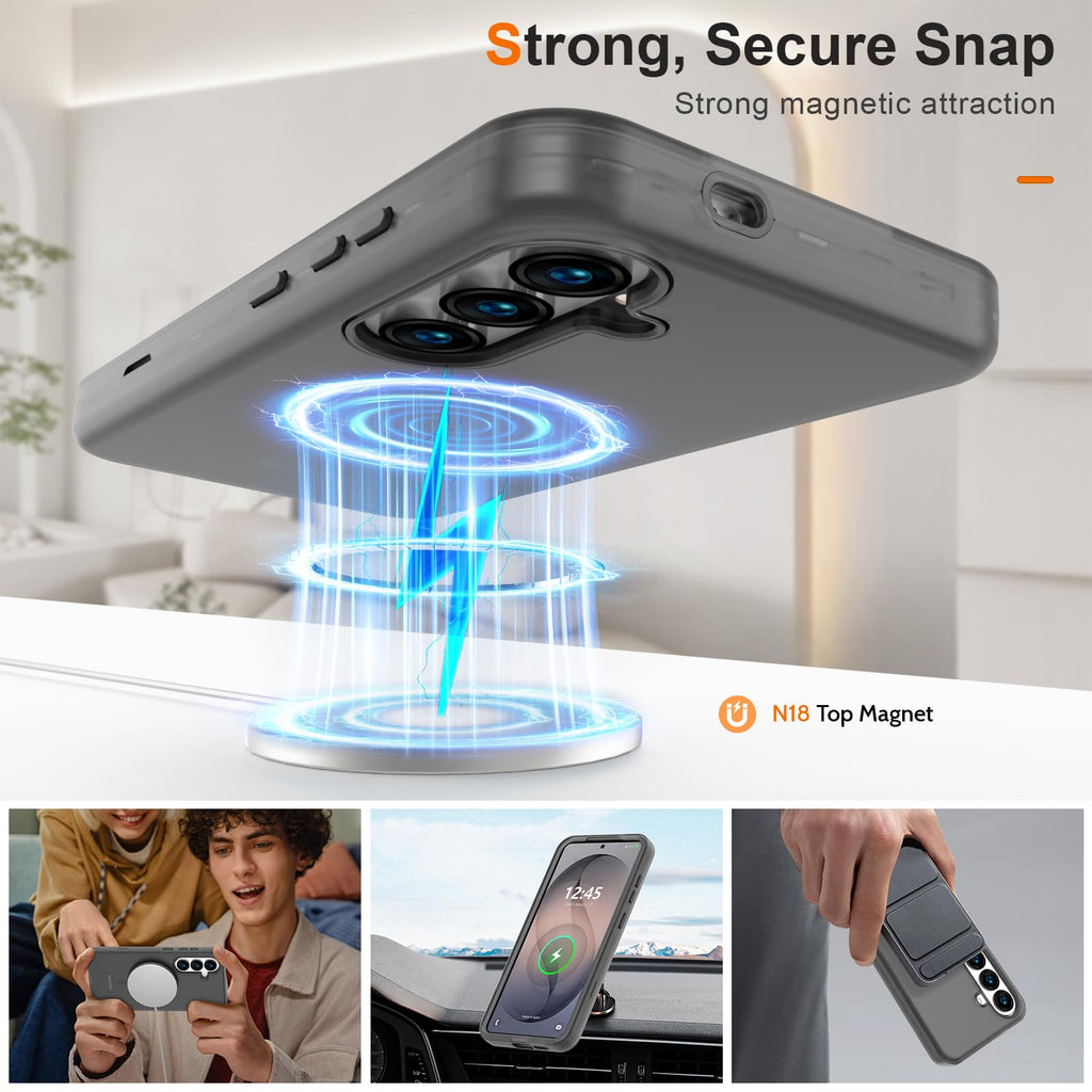 Galaxy S26 Case - Magnetic Matte Shockproof Cover, Translucent Full Body Protect