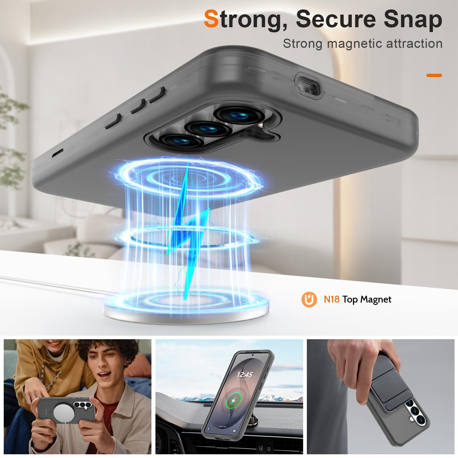 Galaxy S26 Case - Magnetic Matte Shockproof Cover, Translucent Full Body Protect