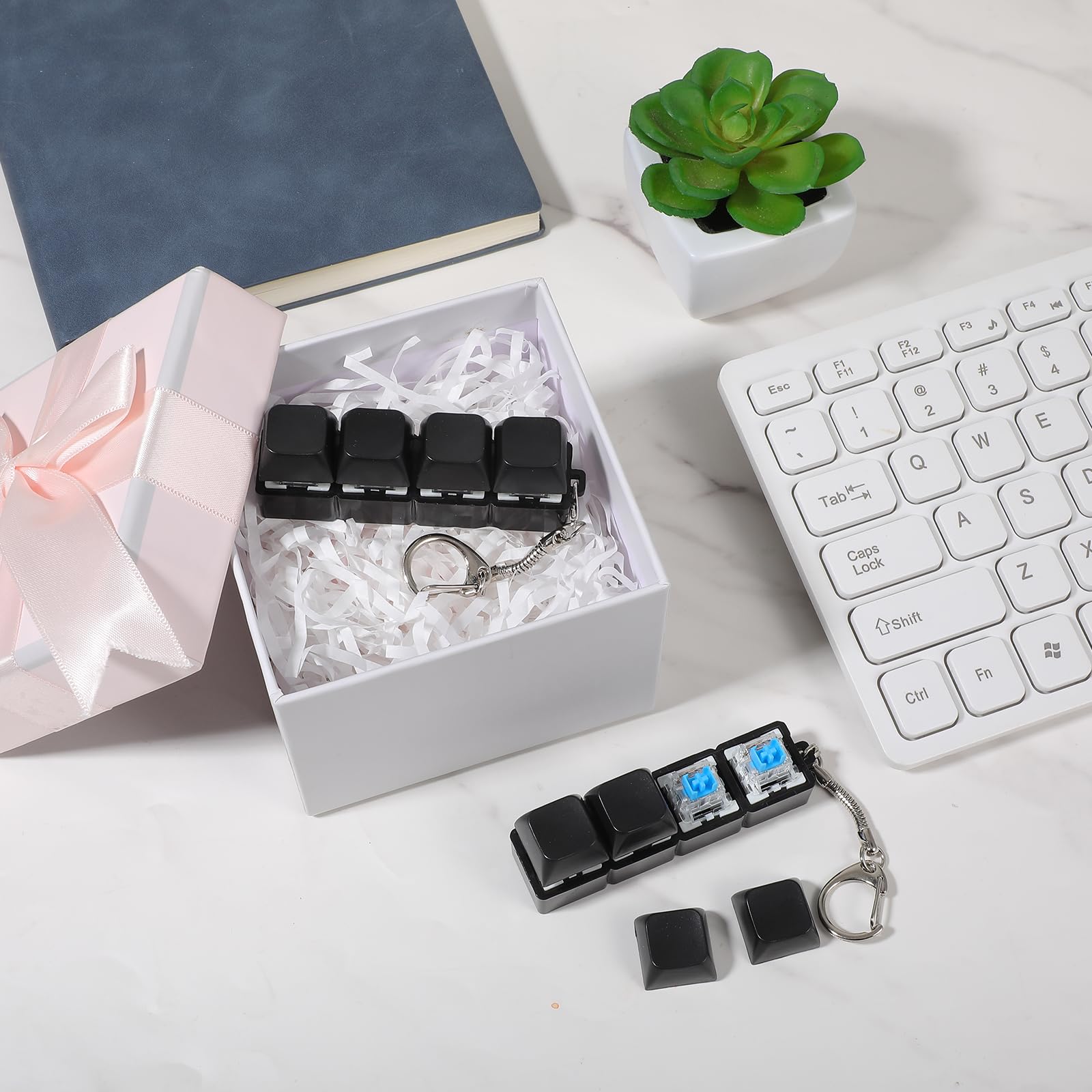 Pcs Keyboard Fidget Toys Fidget Clicker, Keyboard Four-Button Clicker Keychain