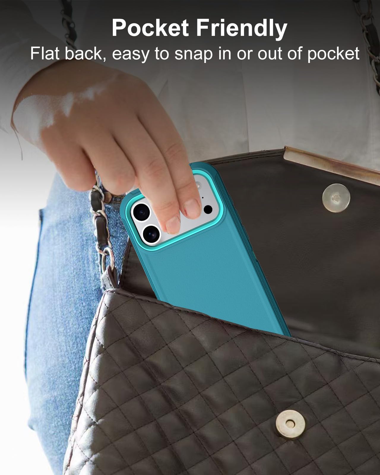 Iphone 17 Pro Case, 3-Layer 16Ft Drop Protection, With Dustproof Port Cover, Ful