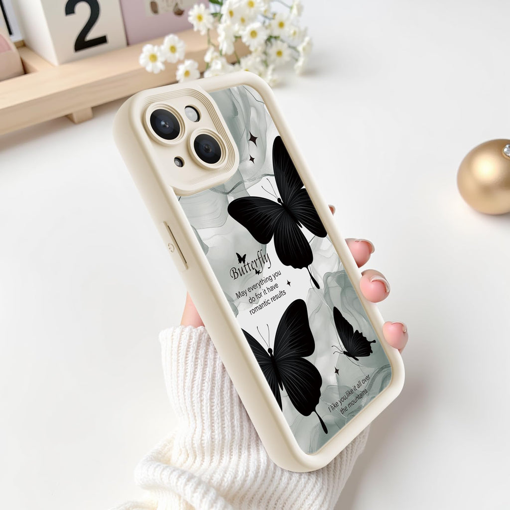 iPhone 14 Case, Creative Butterfly Pattern Design for Girl Women, Soft Silic
