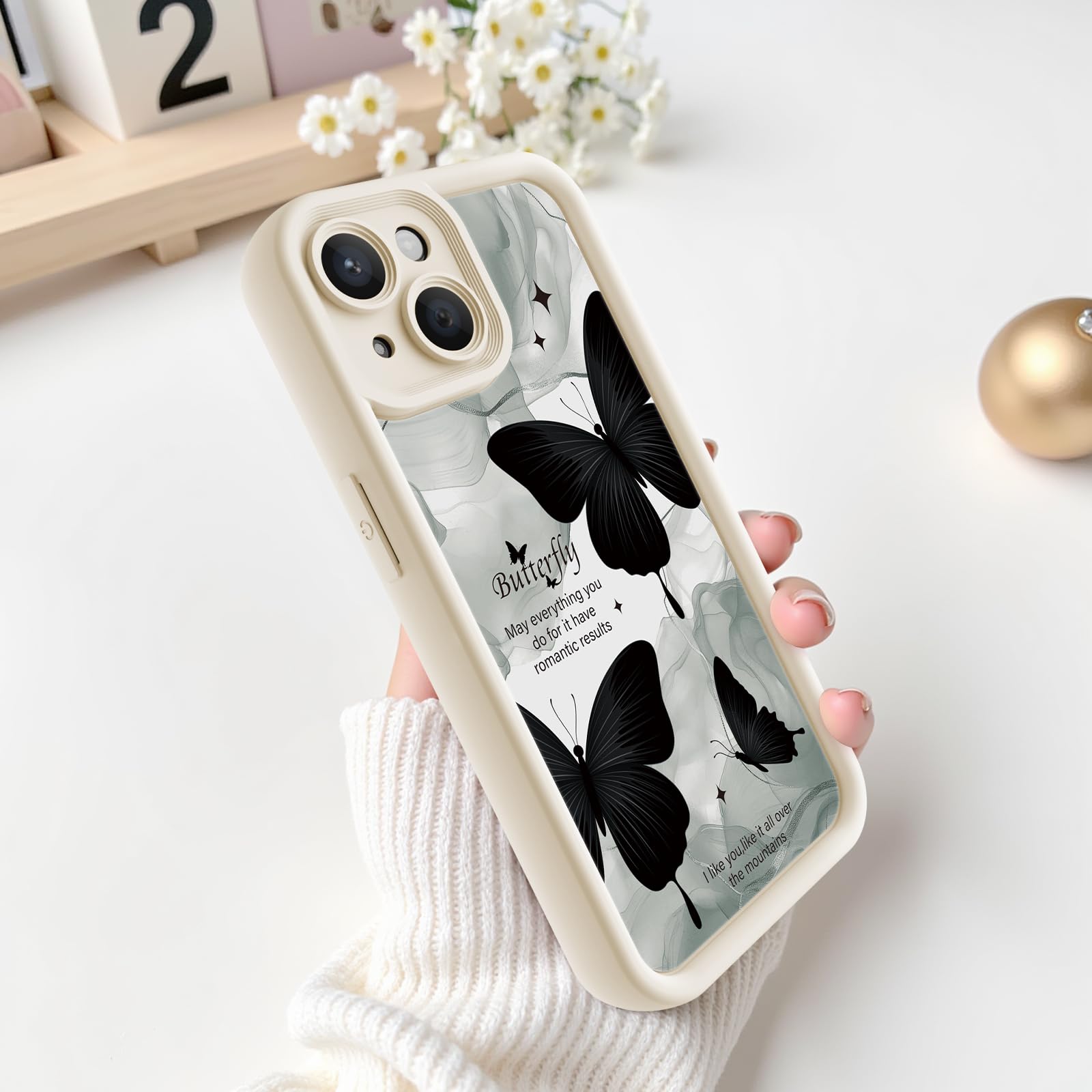 iPhone 14 Case, Creative Butterfly Pattern Design for Girl Women, Soft Silic