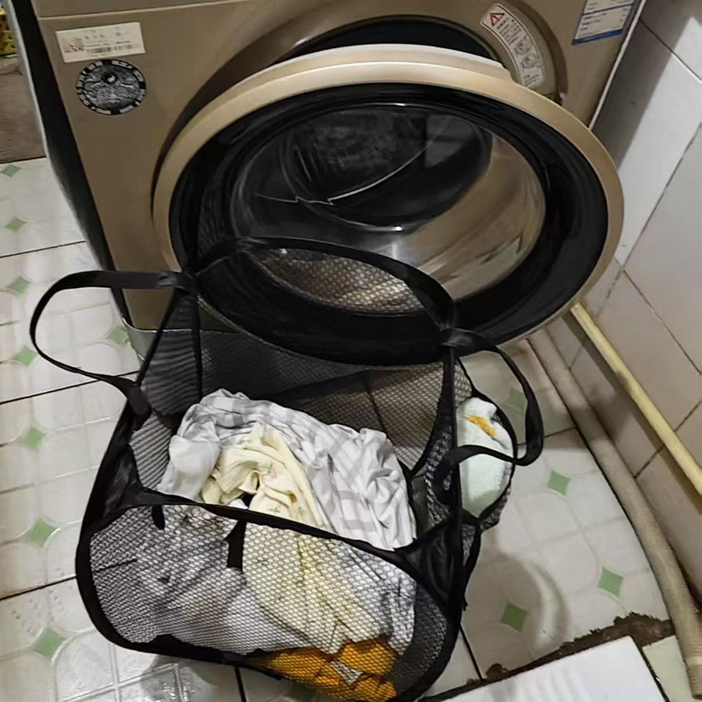 Collapsible Laundry Basket — Pop-Up Mesh Hamper for Bathroom, Dorm, Travel & Cru