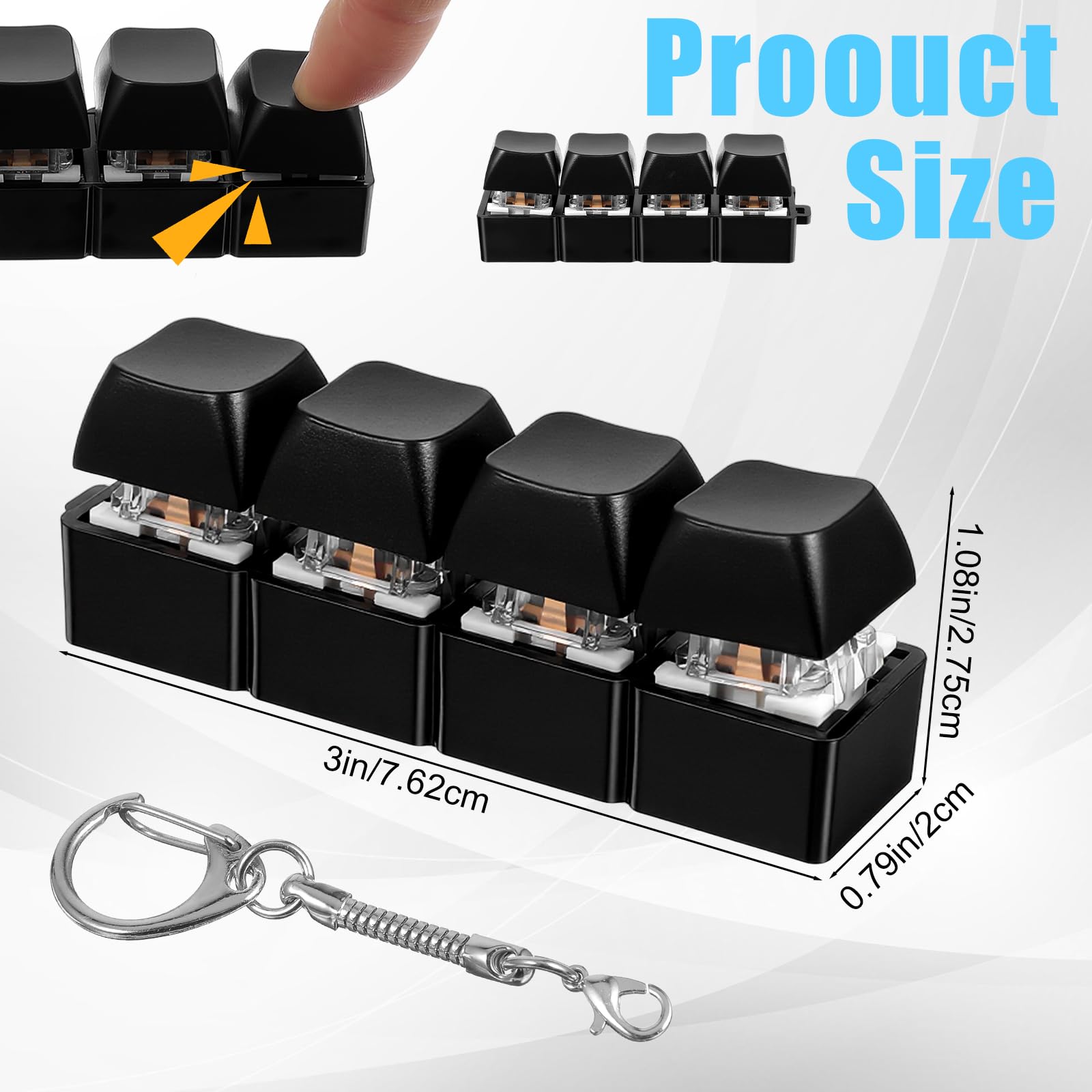 Pcs Keyboard Fidget Toys Fidget Clicker, Keyboard Four-Button Clicker Keychain