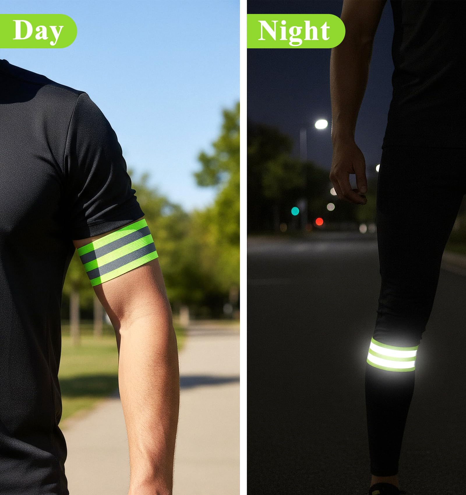 Reflective Arm Bands For Runners, Reflective Arm Bands For Night Walking Adjusta