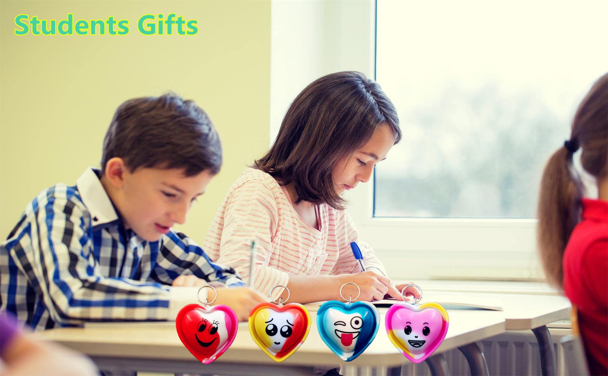 packs Bulk heart expression Mini Pop Fidget Backpack Key Chain，boy and Little