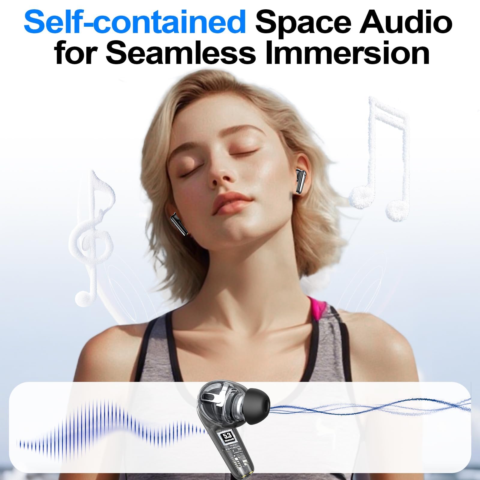 Wireless Ear Buds Bluetooth 5.4 Headphones 60H Playtime Deep Bass Stereo Earbuds