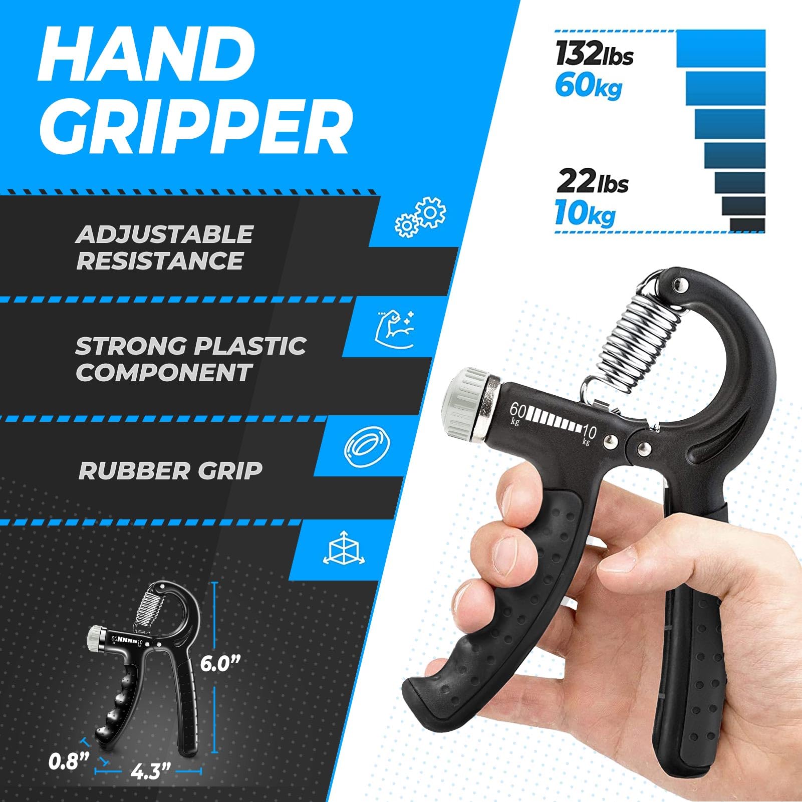 Grip Strength Trainer (5 Pack), Forearm Strengthener, Hand Strengthening Devices