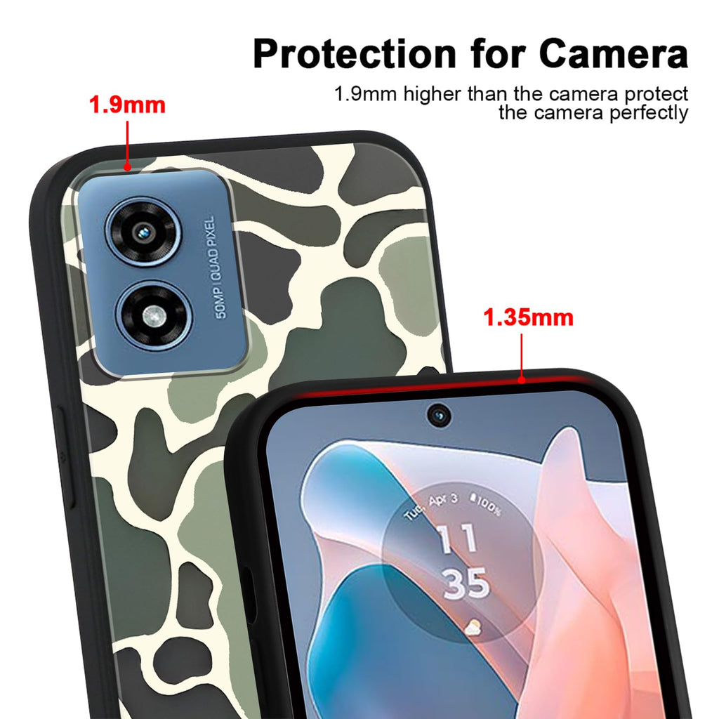 Camo Leopard Phone Case for Motorola Moto G Play 2024 6.5",Cool Retro Army Green