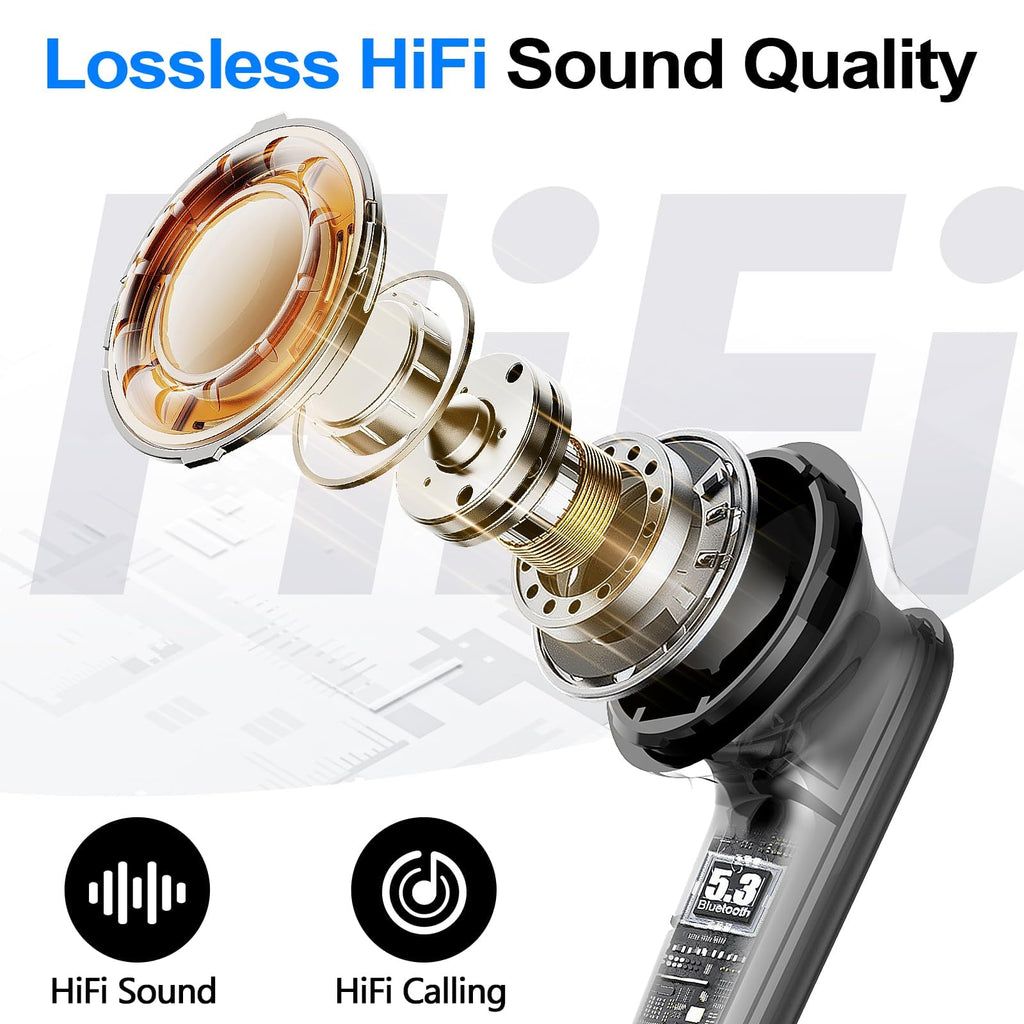 Wireless Ear Buds Bluetooth 5.4 Headphones 60H Playtime Deep Bass Stereo Earbuds