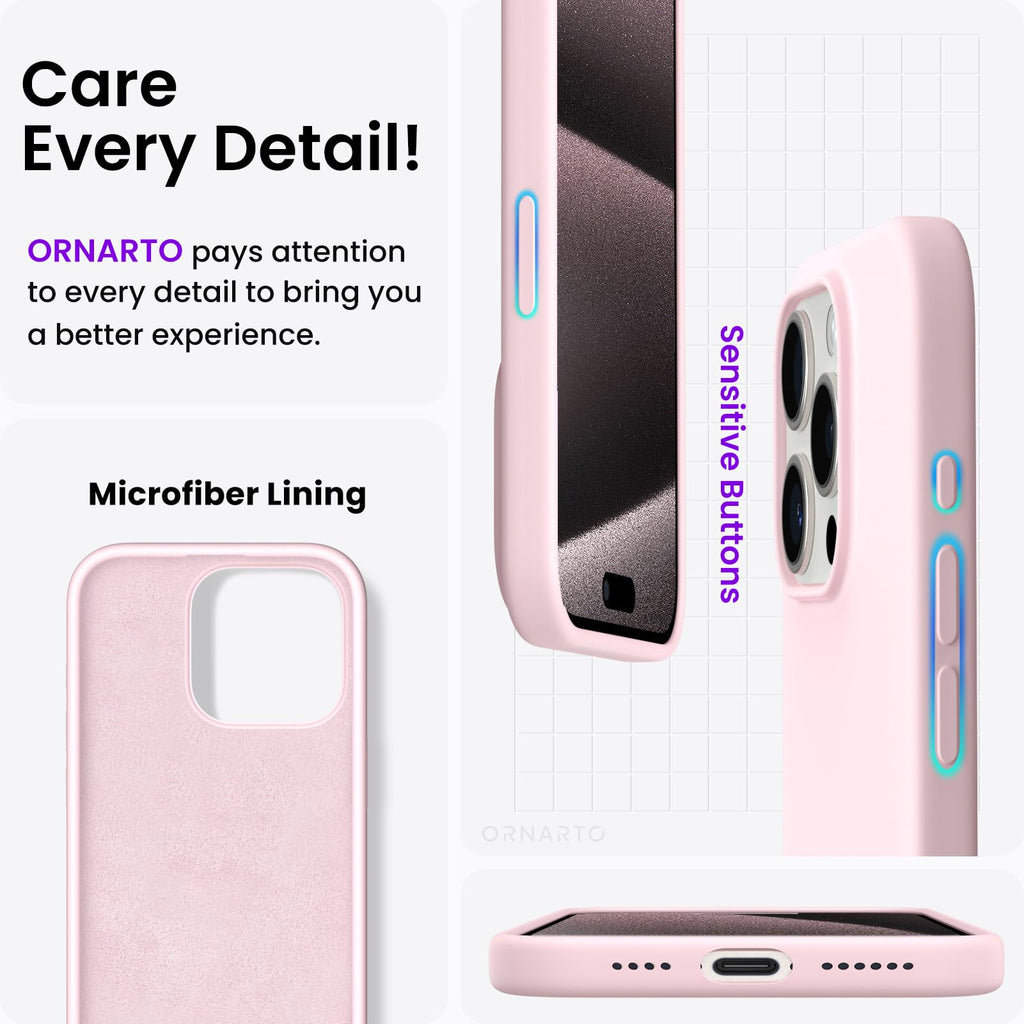 15 Pro Max Case 6.7", Slim Liquid Silicone 3 Layers Soft Gel Rubber Shockproof P