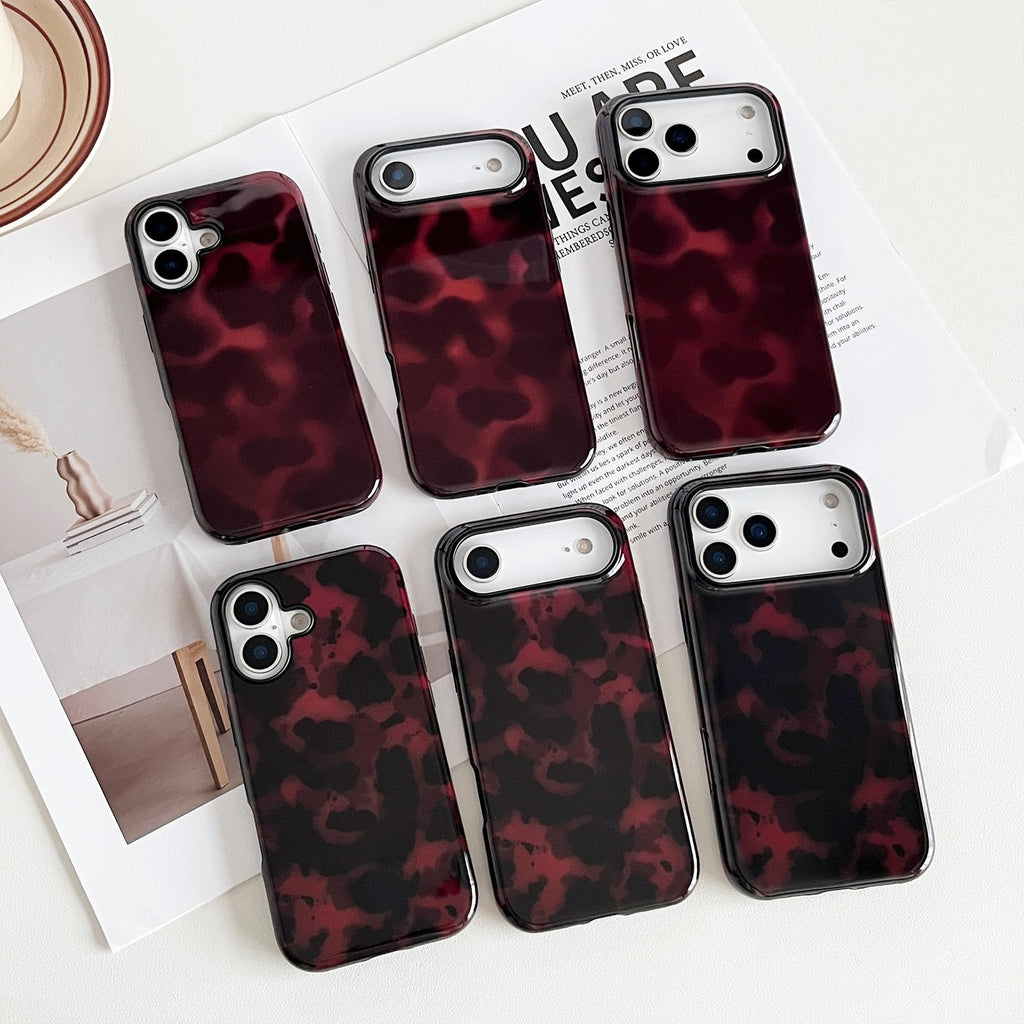 17 Pro Max Case, Chic Amber Tortoise Shell Brown Print Leopard, Soft Tpu And Har
