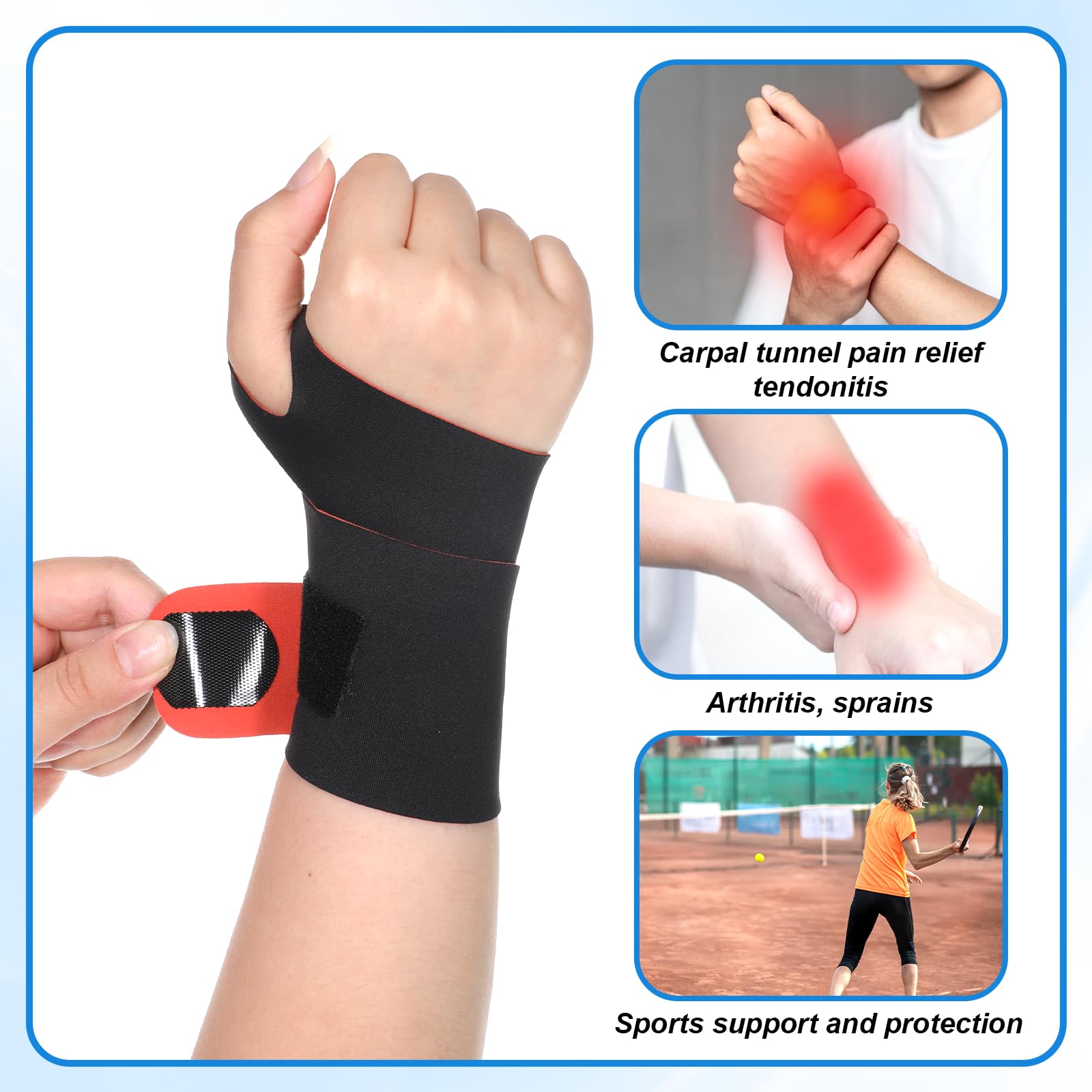Wrist Brace Strap, Wrists Support for Carpal Tunnel Pain Relief, Ultra-Thin Elas