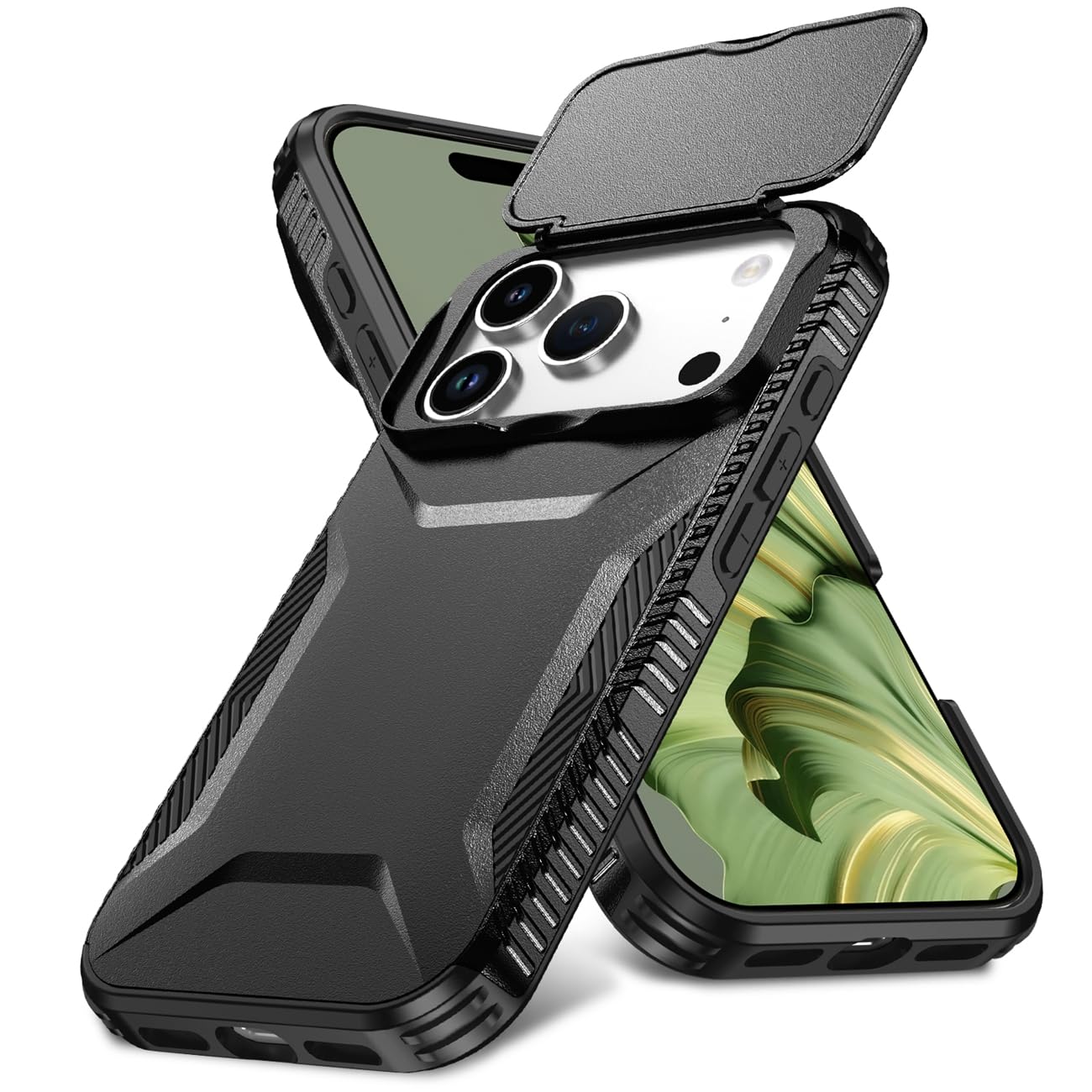 For Iphone 17 Pro Cases With Slide Camera Cover, Military Grade Non-Slip Heavy D