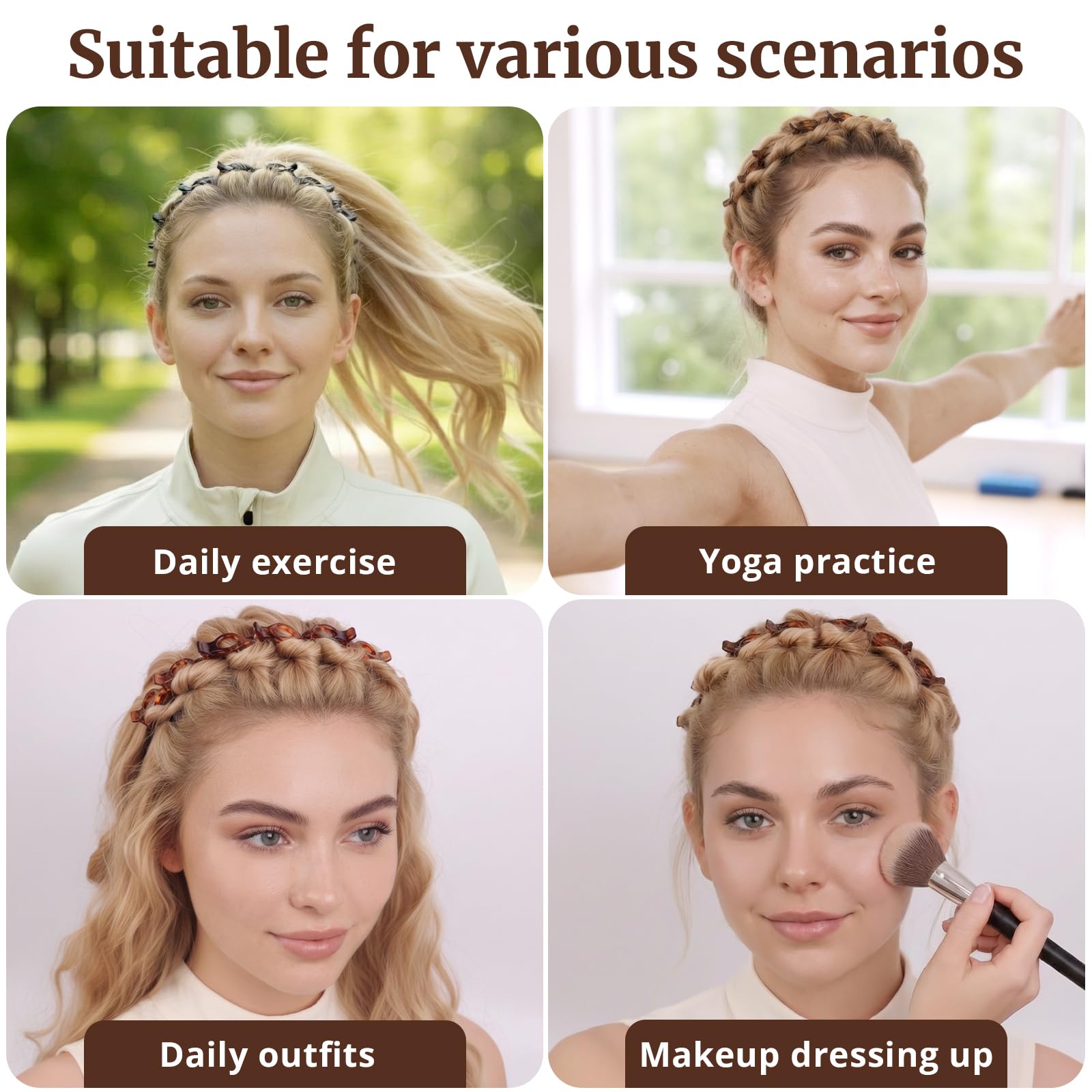 2 Pack Clip Headband for Twisty Bangs, 90s Hair Accessories for Women with 8 Min