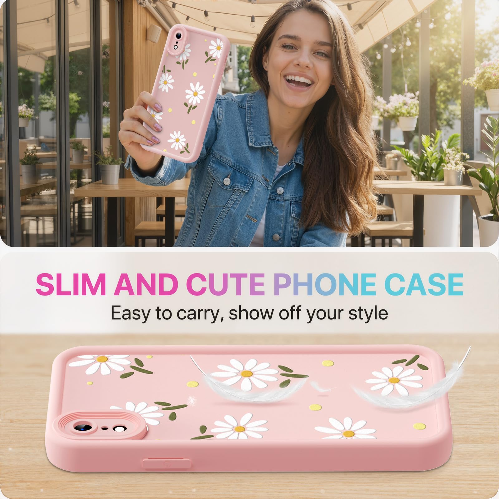 with iPhone XR Case, Creative Flower Pattern Design Girls Women Liqui