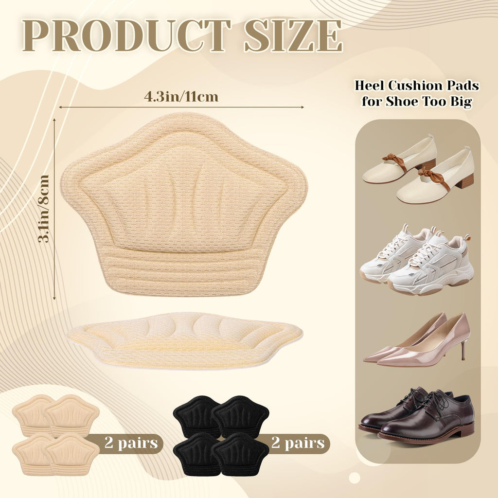 Pair Adhesive Shoe Back Cushion Pads, Reusable Back of Heel Cushion Pads for Wom