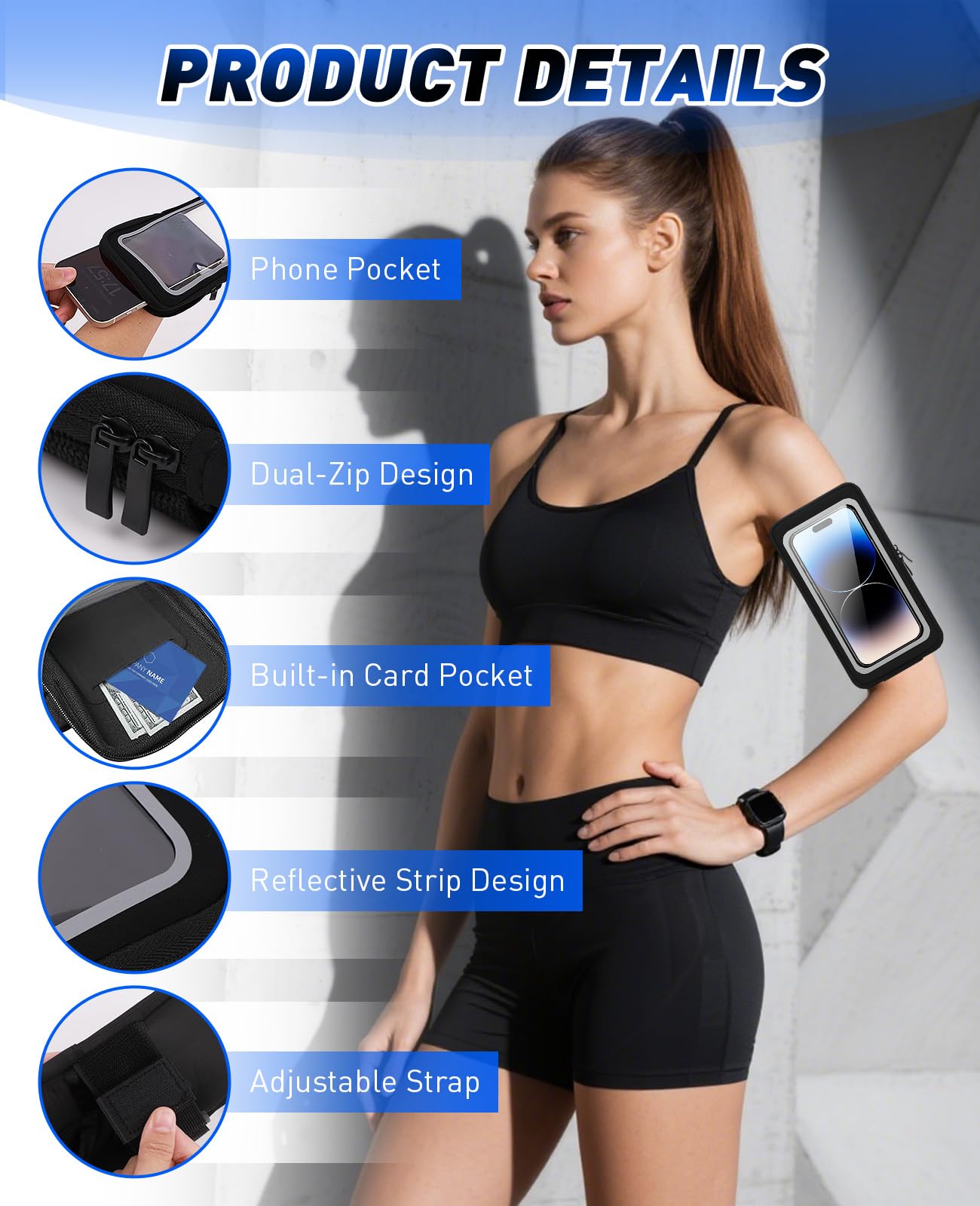 Cell Phone Holder, Wrist Waterproof Workout Phone Holder Up To 7.0'', Wristband