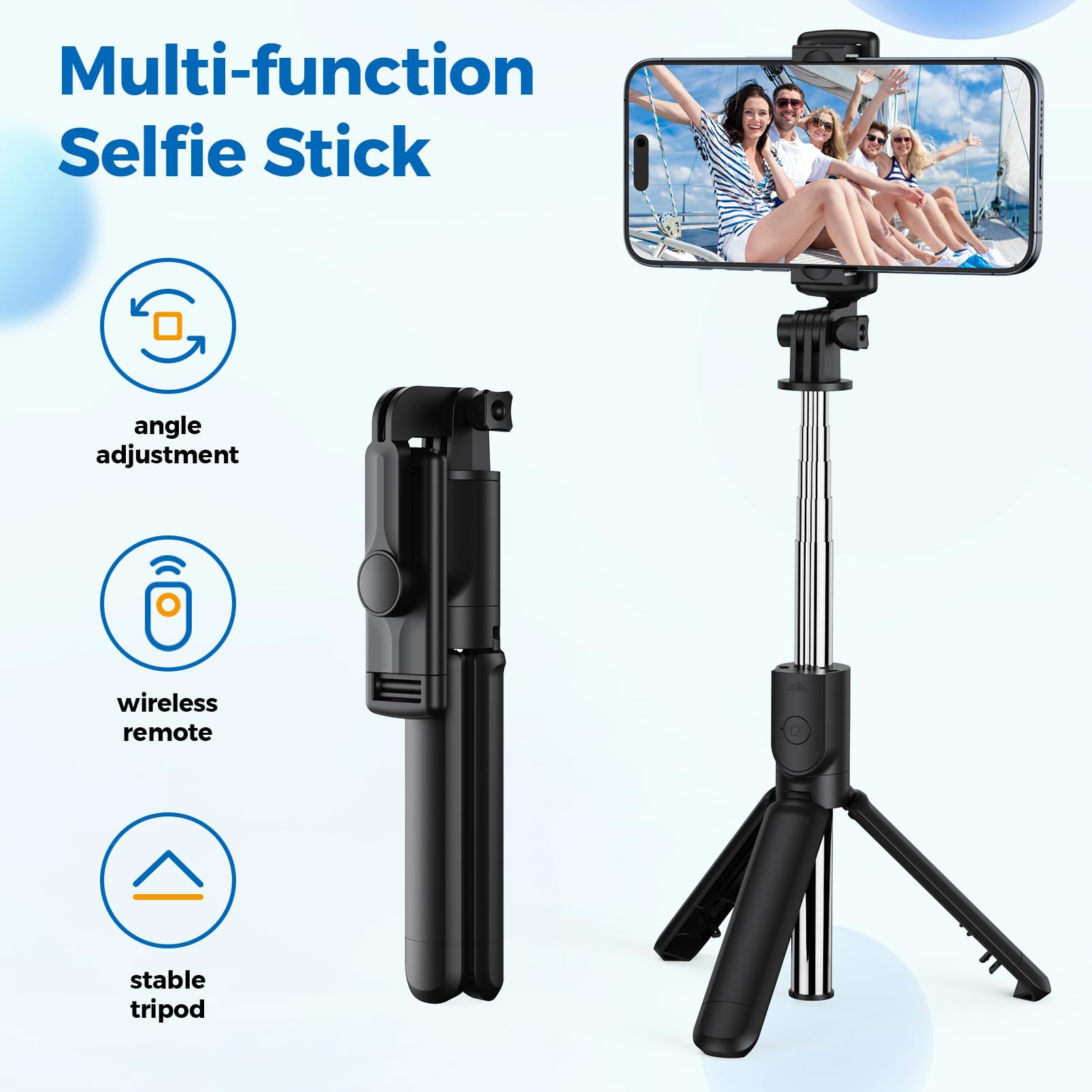 Selfie Stick Tripod, Retractable Selfie Stick Tripod with Wireless Remote Contro