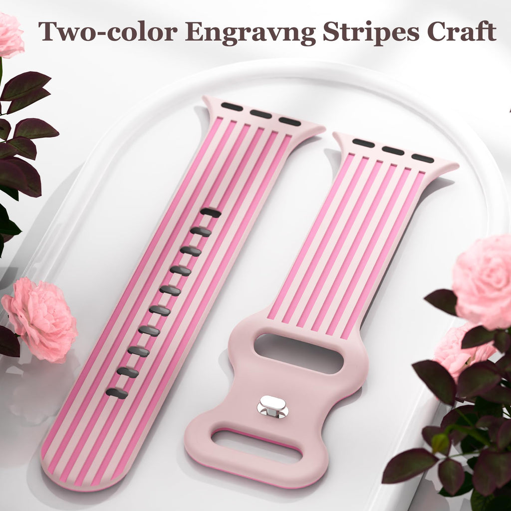 Striped Band Compatible with Apple Watch Bands for Women 40mm 42mm 41mm