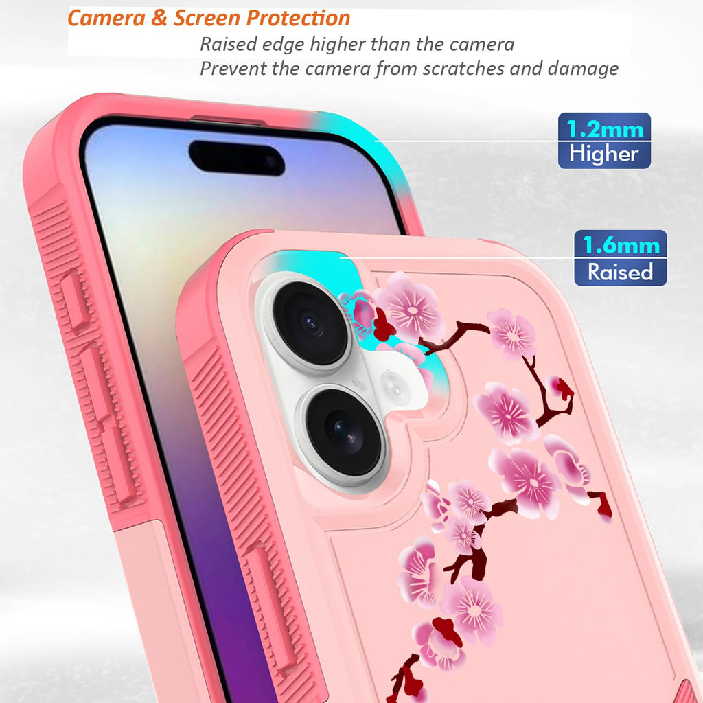 iPhone 17 Case with Screen Protector: Cute Flowers Floral Design for Girls W