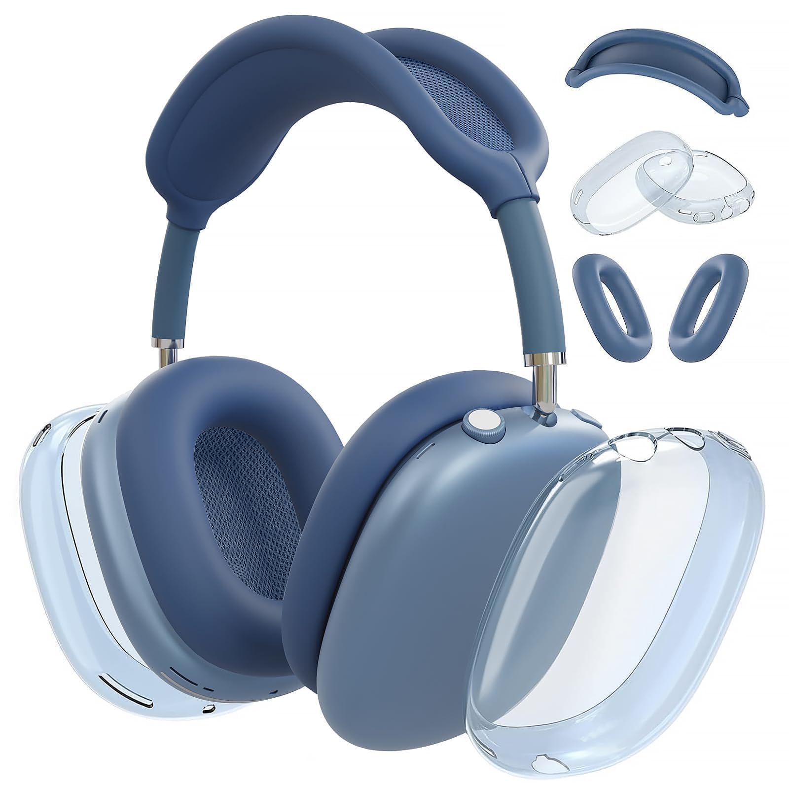 In 1 Case Cover For Airpods Max, Clear Tpu Ear Cup Protectors & Silicone Earpad