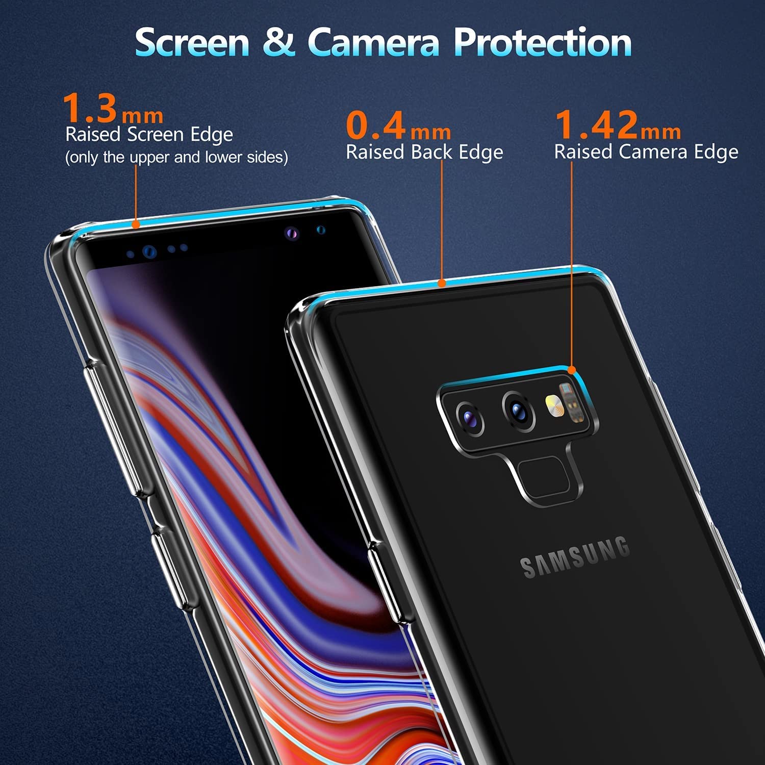 Crystal Clear Case for Galaxy Note 9 - Non-Slip, Shockproof Protection