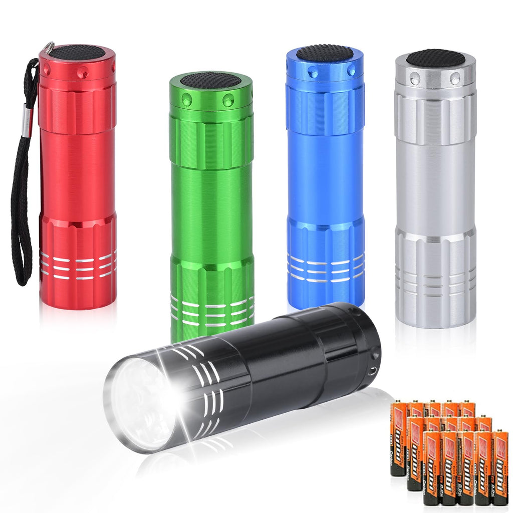of Flashlights 9 LED Mini Aluminum Flashlight Bulk with Lanyard 15 AAA Ba
