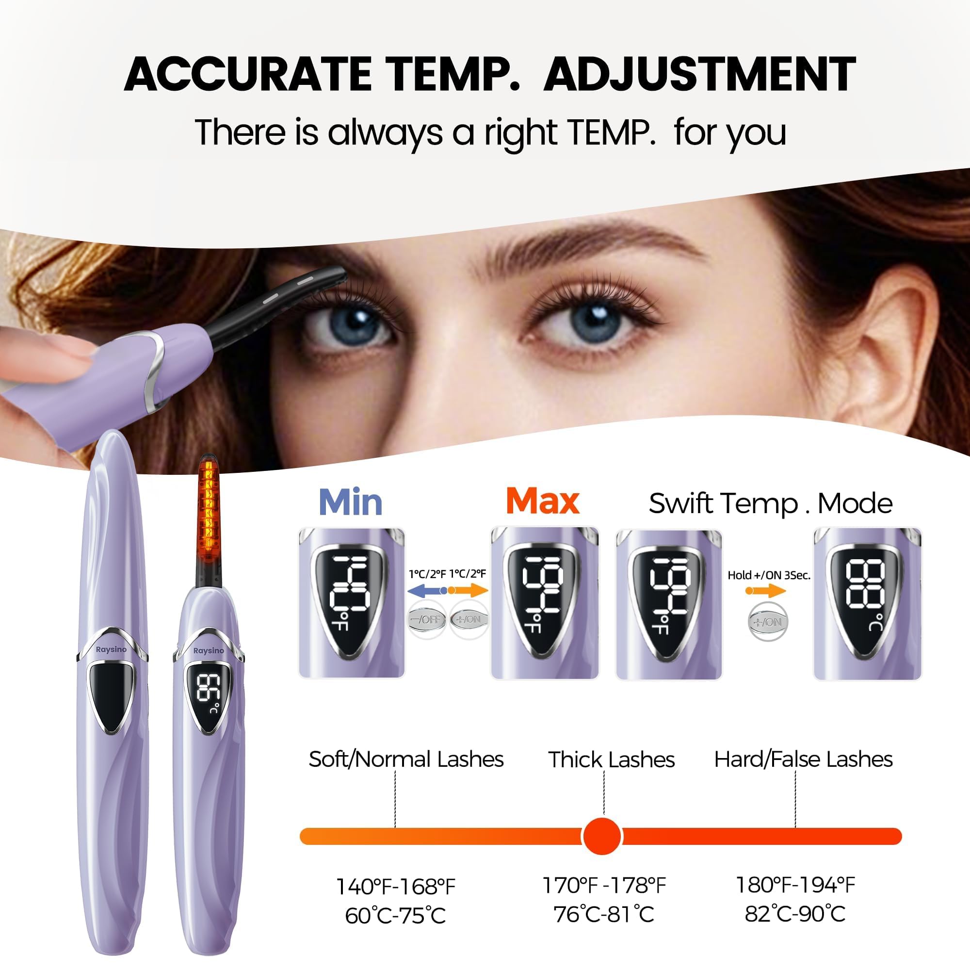 Eyelash Curler S600 Rechargeable — Heats in 8s, 24-Hour Lasting Curl for Natural