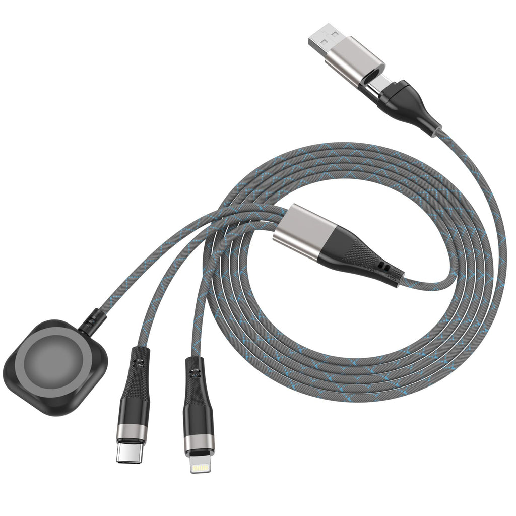 Multi Charging Cable for Apple Watch, iPhone & Galaxy - USB C/Lightning/Mic